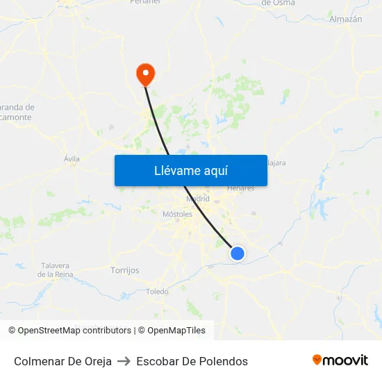 Colmenar De Oreja to Escobar De Polendos map