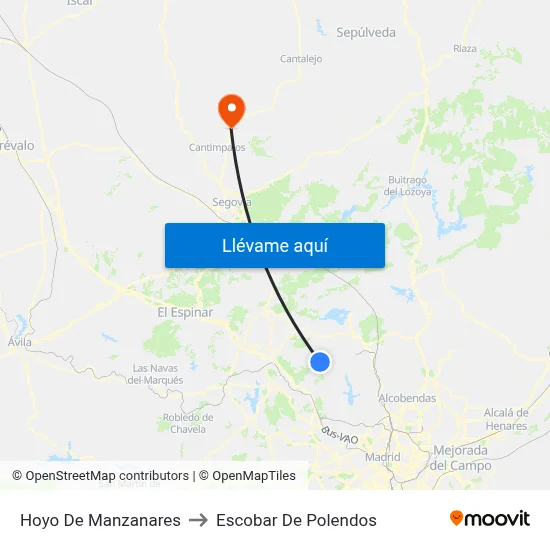 Hoyo De Manzanares to Escobar De Polendos map