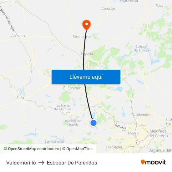 Valdemorillo to Escobar De Polendos map