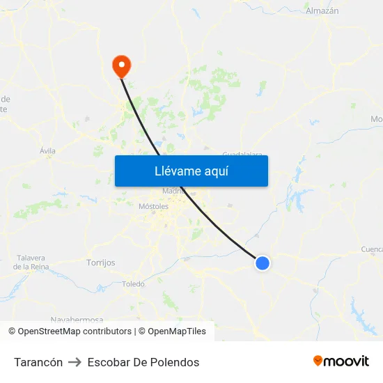 Tarancón to Escobar De Polendos map