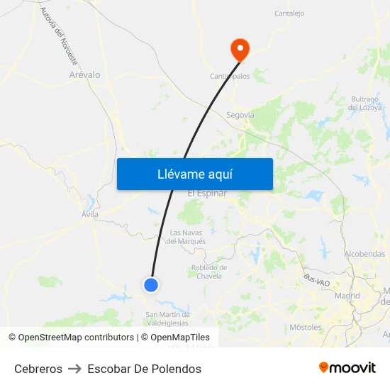 Cebreros to Escobar De Polendos map