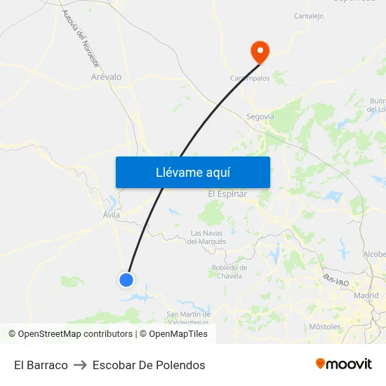 El Barraco to Escobar De Polendos map