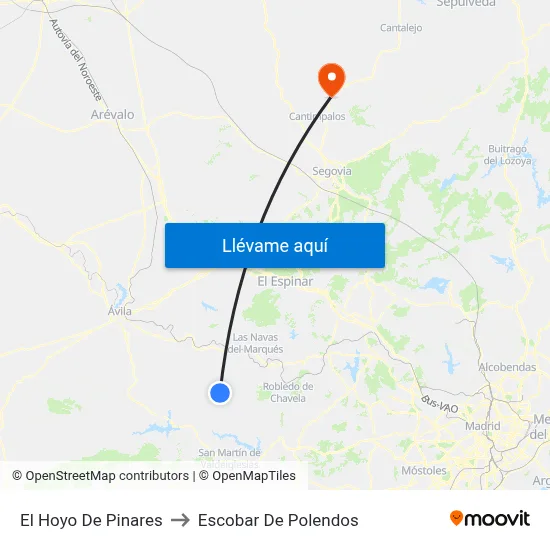 El Hoyo De Pinares to Escobar De Polendos map