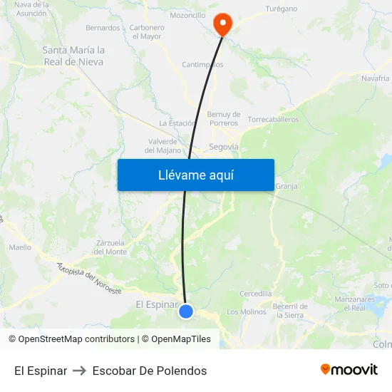 El Espinar to Escobar De Polendos map