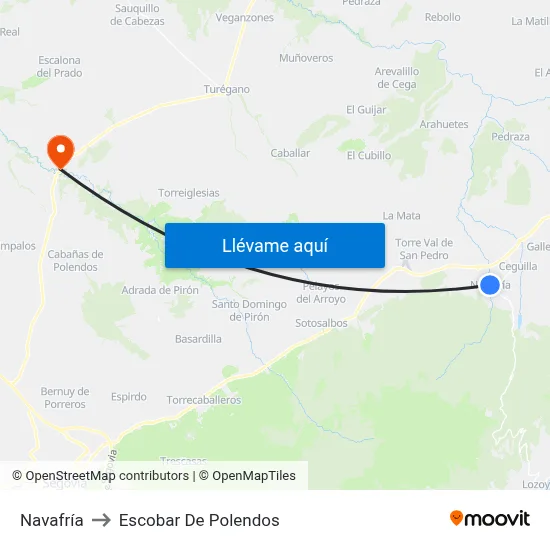 Navafría to Escobar De Polendos map