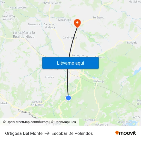 Ortigosa Del Monte to Escobar De Polendos map