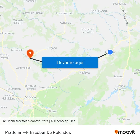 Prádena to Escobar De Polendos map