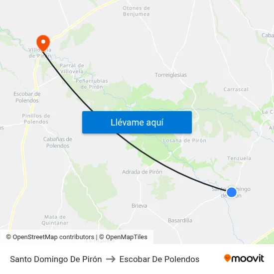 Santo Domingo De Pirón to Escobar De Polendos map