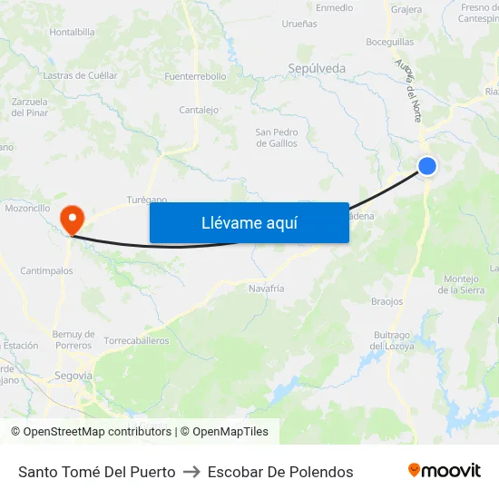 Santo Tomé Del Puerto to Escobar De Polendos map