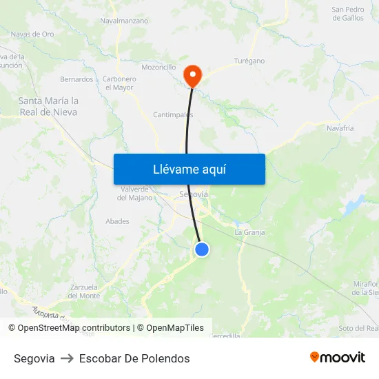Segovia to Escobar De Polendos map