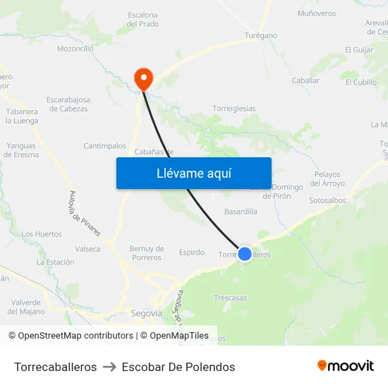Torrecaballeros to Escobar De Polendos map