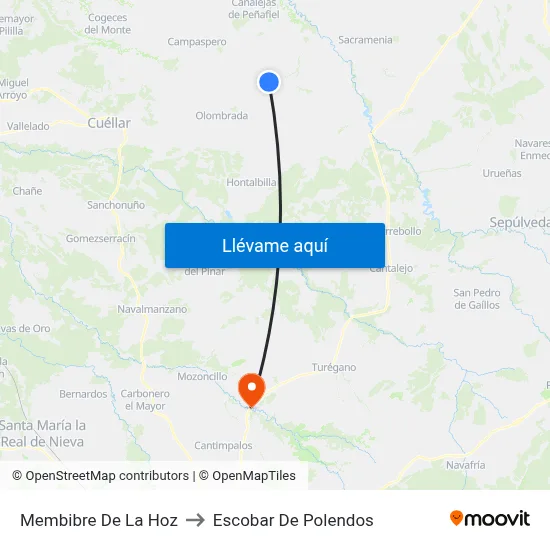Membibre De La Hoz to Escobar De Polendos map