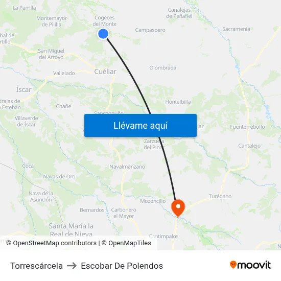 Torrescárcela to Escobar De Polendos map