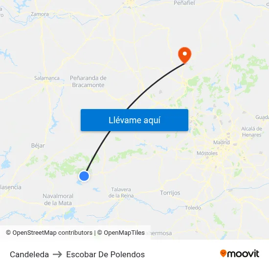 Candeleda to Escobar De Polendos map