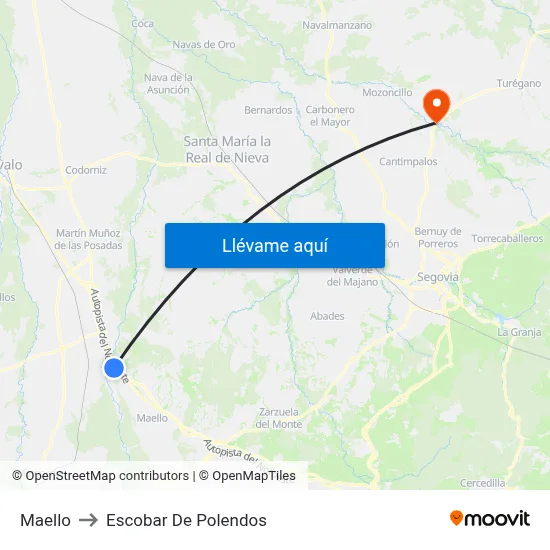Maello to Escobar De Polendos map