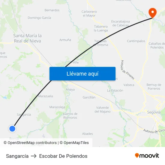 Sangarcía to Escobar De Polendos map