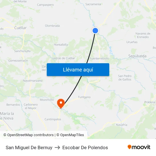 San Miguel De Bernuy to Escobar De Polendos map