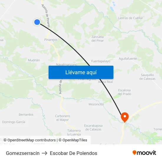 Gomezserracín to Escobar De Polendos map