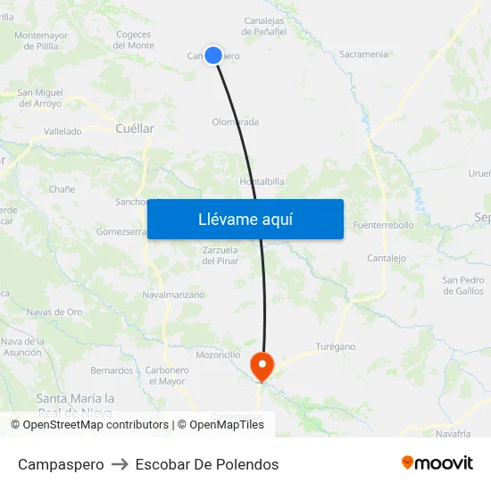 Campaspero to Escobar De Polendos map
