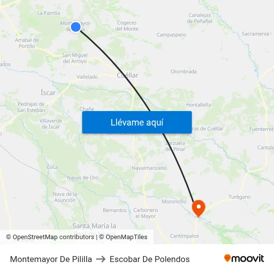 Montemayor De Pililla to Escobar De Polendos map