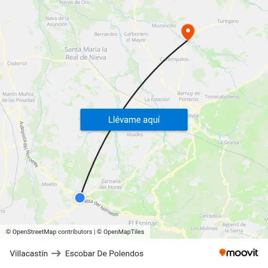 Villacastín to Escobar De Polendos map