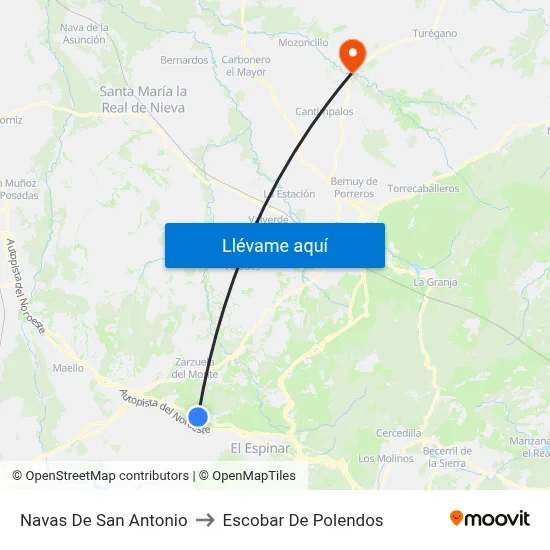 Navas De San Antonio to Escobar De Polendos map