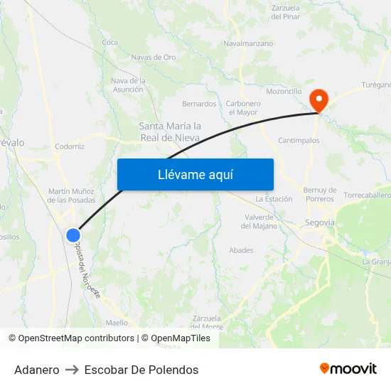 Adanero to Escobar De Polendos map