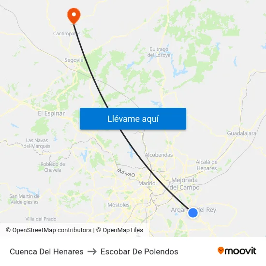 Cuenca Del Henares to Escobar De Polendos map