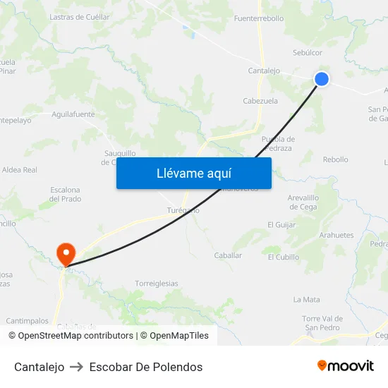 Cantalejo to Escobar De Polendos map