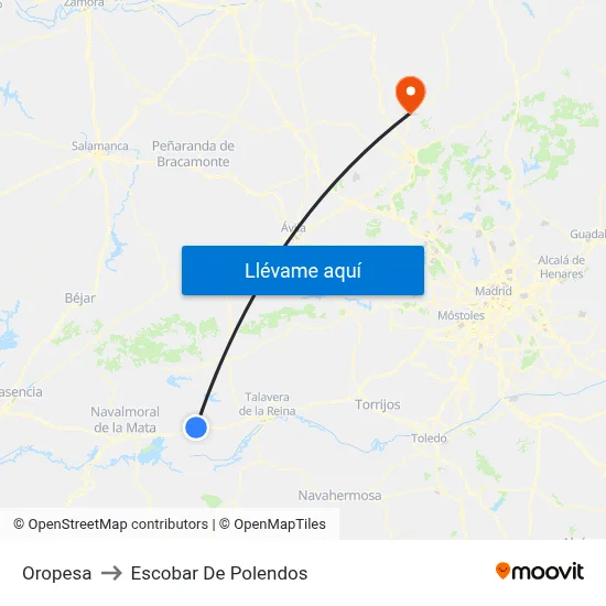 Oropesa to Escobar De Polendos map