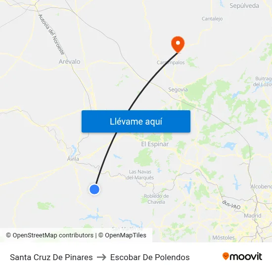 Santa Cruz De Pinares to Escobar De Polendos map