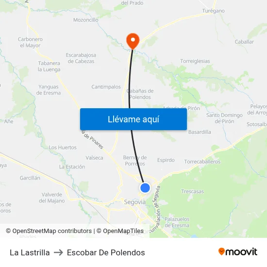 La Lastrilla to Escobar De Polendos map