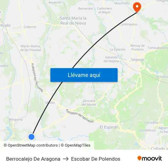 Berrocalejo De Aragona to Escobar De Polendos map