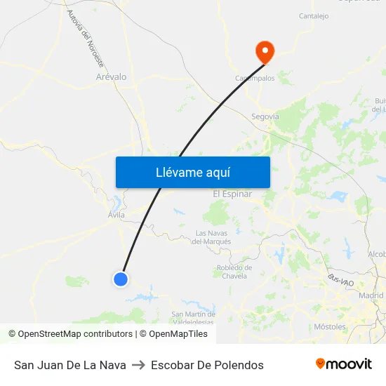 San Juan De La Nava to Escobar De Polendos map