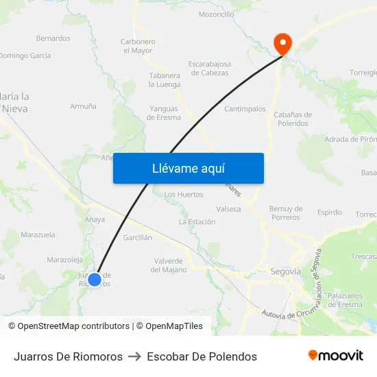 Juarros De Riomoros to Escobar De Polendos map