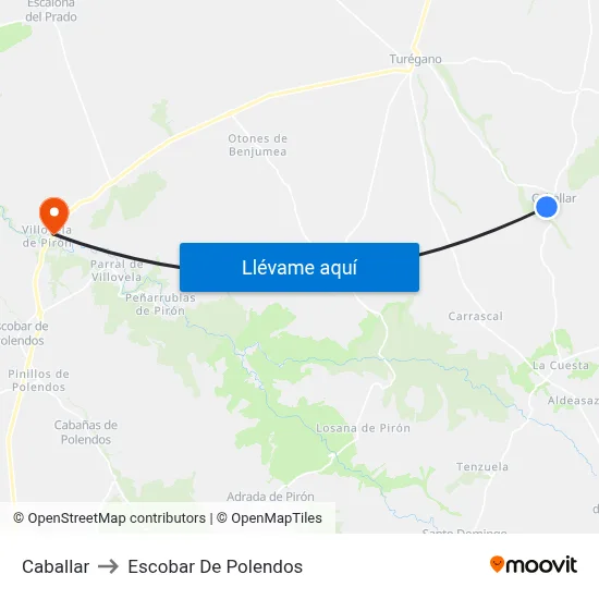 Caballar to Escobar De Polendos map