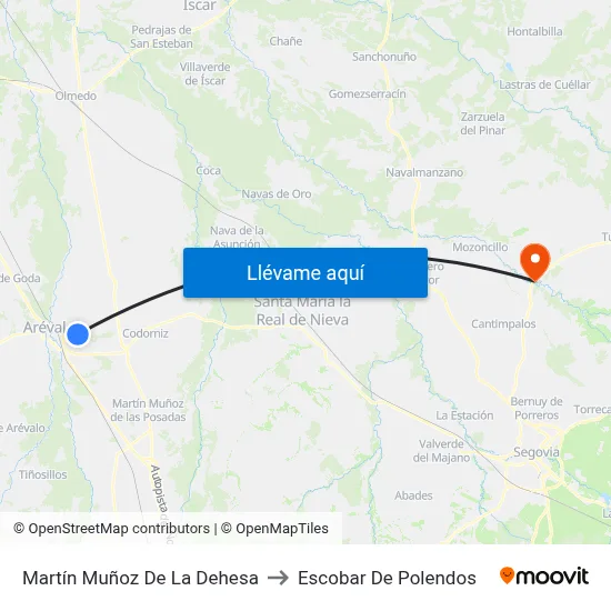 Martín Muñoz De La Dehesa to Escobar De Polendos map