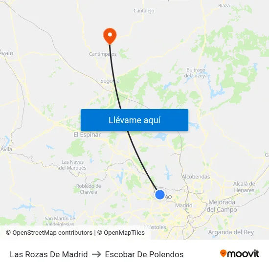 Las Rozas De Madrid to Escobar De Polendos map