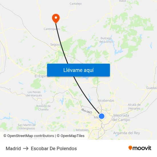Madrid to Escobar De Polendos map