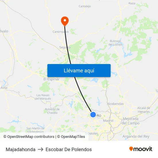 Majadahonda to Escobar De Polendos map