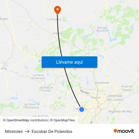 Móstoles to Escobar De Polendos map