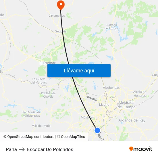 Parla to Escobar De Polendos map