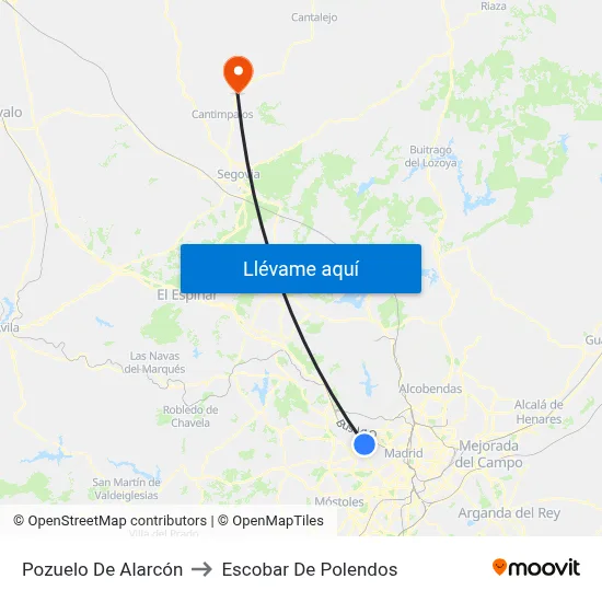 Pozuelo De Alarcón to Escobar De Polendos map