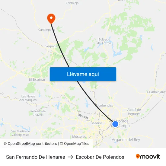 San Fernando De Henares to Escobar De Polendos map
