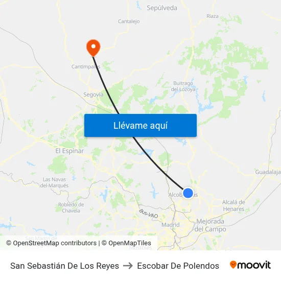 San Sebastián De Los Reyes to Escobar De Polendos map