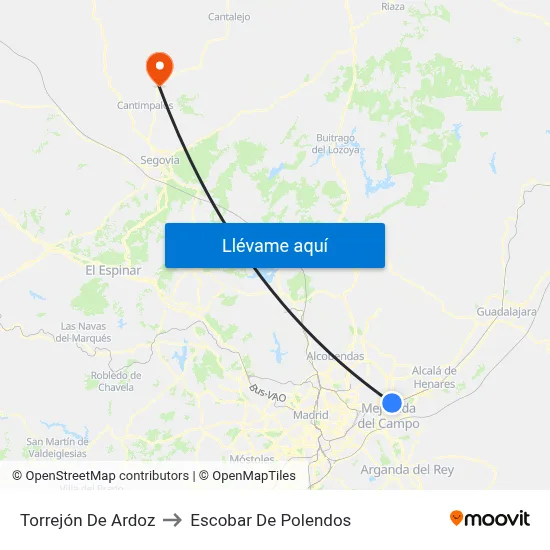 Torrejón De Ardoz to Escobar De Polendos map