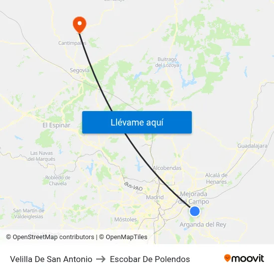 Velilla De San Antonio to Escobar De Polendos map