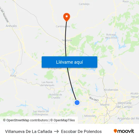 Villanueva De La Cañada to Escobar De Polendos map