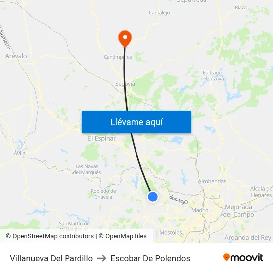 Villanueva Del Pardillo to Escobar De Polendos map