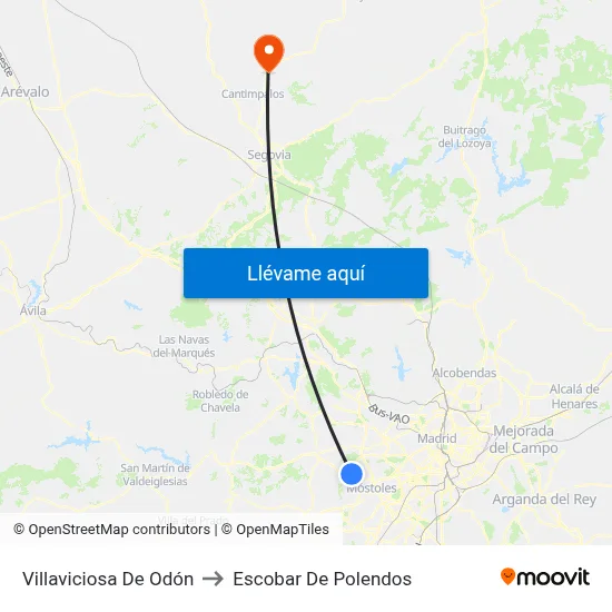 Villaviciosa De Odón to Escobar De Polendos map